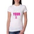thumbnail image 1 of Save Your Awareness Womens Slim Fit Junior Tee, White, Large, 1 of 3