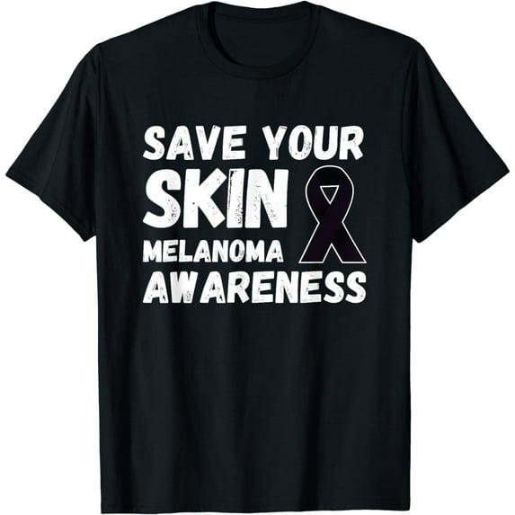 Save Your Skin Black Ribbon Skin Cancer Melanoma Awareness T-Shirt