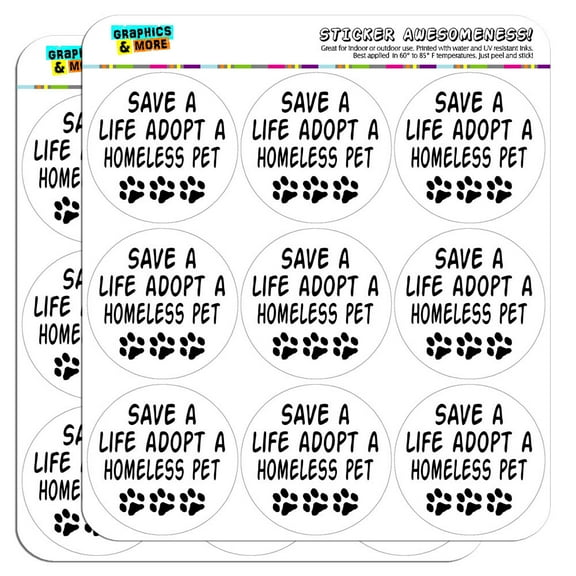 Save a Life Adopt a Homeless Pet Dog Cat Adoption 2" Scrapbooking Crafting Stickers