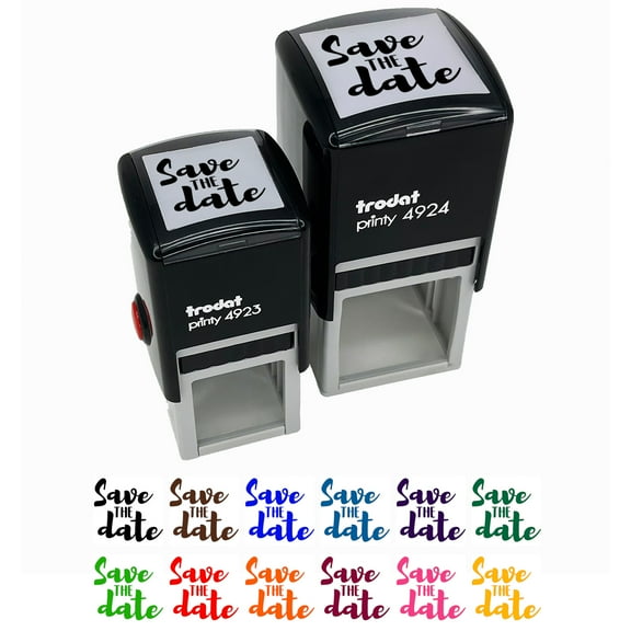 Save the Date Wedding Invitation Self-Inking Rubber Stamp Ink Stamper - Yellow Ink - Small 1 Inch