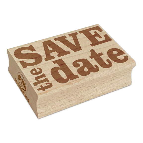Save the Date Wedding Rectangle Rubber Stamp Stamping Scrapbooking Crafting - Large 2.5in