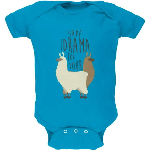 Save the Drama for Your Llama Pun Soft Baby One Piece Turquoise 3-6 M