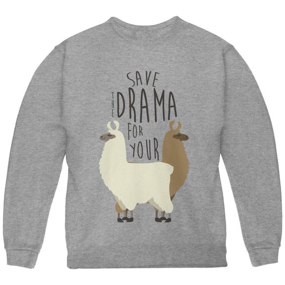 Save the Drama for Your Llama Pun Youth Sweatshirt Storm Grey YMD