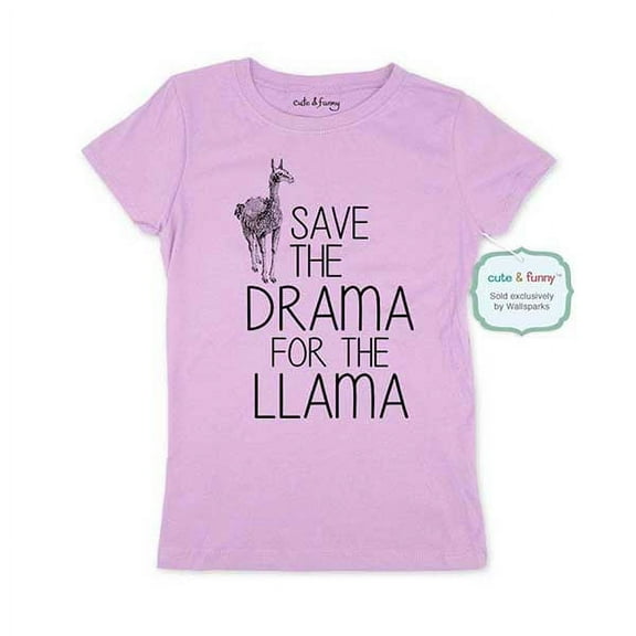 Save the Drama for the Llama - Youth Young Girls Juniors Slim Fit Soft Tee Shirt - Fun Trendy Tee