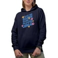 thumbnail image 1 of Save the Earth Raise a Flower Child, Retro Wavy Text Art, Earth Day Gift, Navy Blue Hooded Sweatshirt or Hoodie, 2XL, 1 of 5