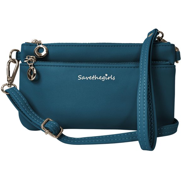 Save the Girls Cell Phone Bag for Women, Touch Screen Crossbody Phone Handbags - Bella, Wristlet Wallet Bag, Clutch Purses & Crossbody Phone Strap, Dark Teal
