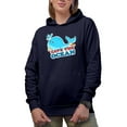 thumbnail image 1 of Save the Ocean & Cute Whale Art, Earth Day & Environmentalist Merch Gift, Navy Blue Hooded Sweatshirt or Hoodie, XL, 1 of 5