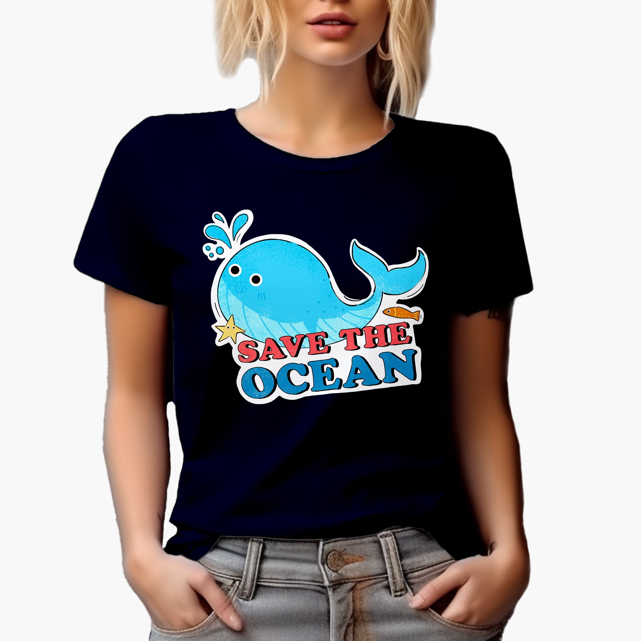 Save the Ocean & Cute Whale Art, Earth Day & Environmentalist Merch ...
