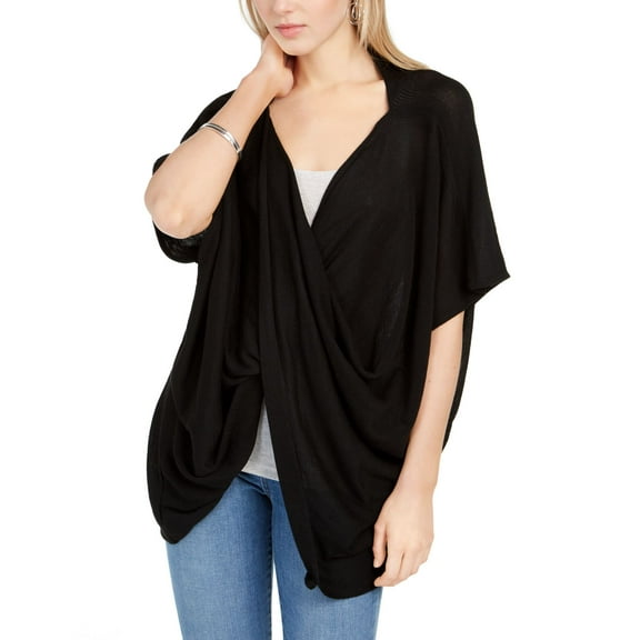 Save the Ocean Recycled Knit Twist Poncho, Black