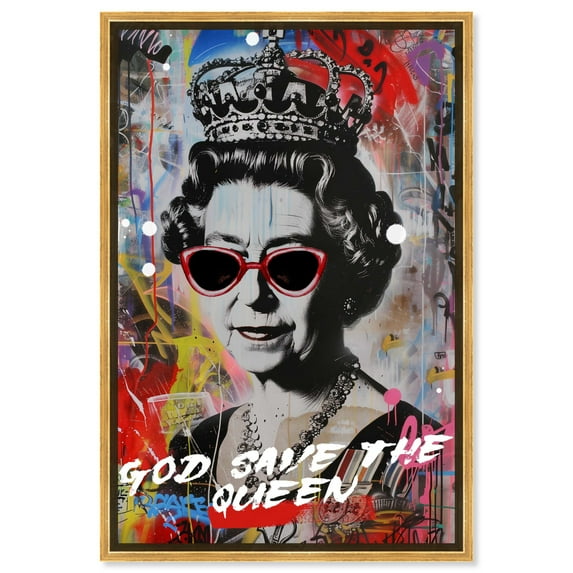 Save the Queen Canvas Graffiti Pop Art by Art Remedy, Gold Frame, 30" x 45"