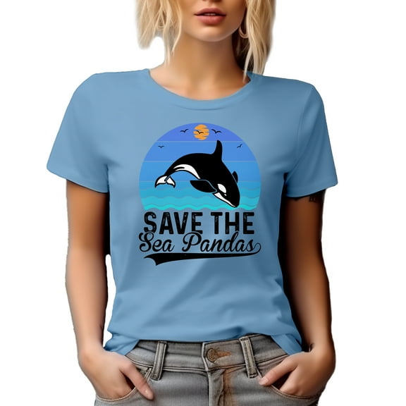 Save the Sea Pandas, Whale Rescuer or Lover, Baby Blue T-Shirt, Large