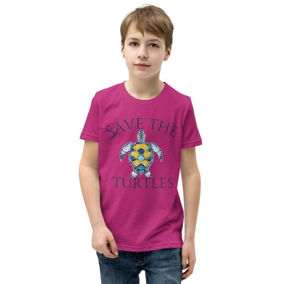 Save the Turtles Shirt – Perfect for Boys & Girls | Eco-Friendly & Cute Youth Short Sleeve T-Shirt (Berry, L)