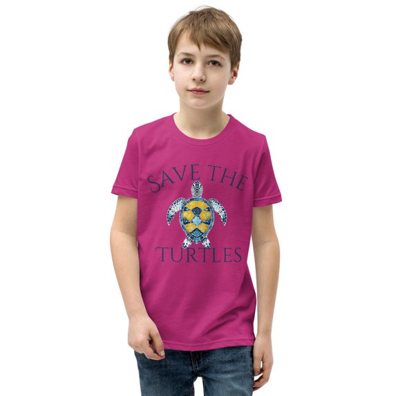 Save the Turtles Shirt – Perfect for Boys & Girls | Eco-Friendly & Cute Youth Short Sleeve T-Shirt (Berry, S)
