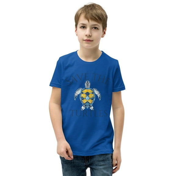 Save the Turtles Shirt – Perfect for Boys & Girls | Eco-Friendly & Cute Youth Short Sleeve T-Shirt (True Royal, S)