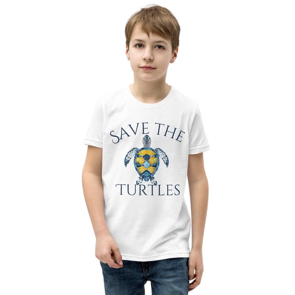 Save the Turtles Shirt – Perfect for Boys & Girls | Eco-Friendly & Cute Youth Short Sleeve T-Shirt (White, M)