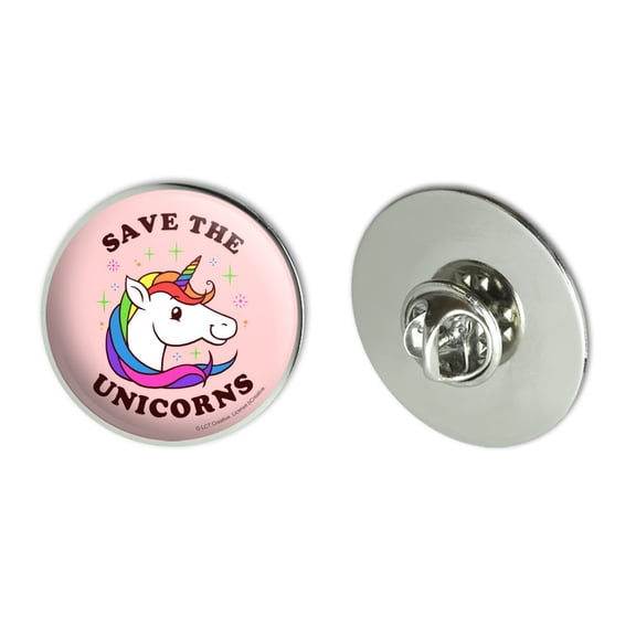 Save the Unicorns Rainbow Funny Humor Metal 1.1" Tie Tack Hat Lapel Pin Pinback