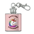 thumbnail image 1 of Save the Unicorns Rainbow Funny Humor Stainless Steel 1oz Mini Flask Key Chain, 1 of 4