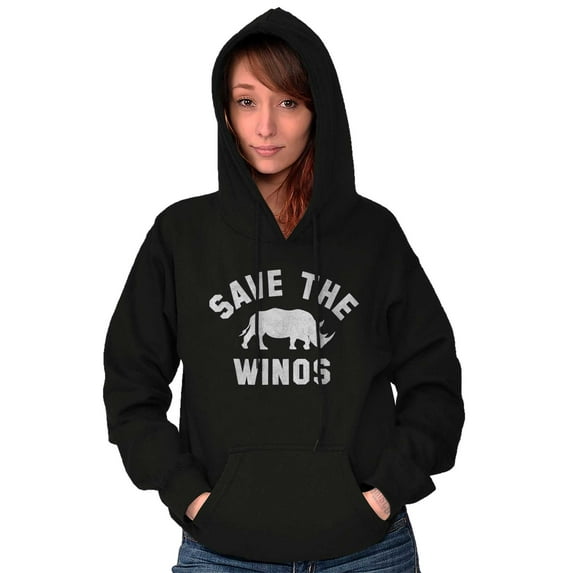 Save the Winos Rhinoceros Wine Lover Hoodie Sweatshirt Women Brisco Brands M