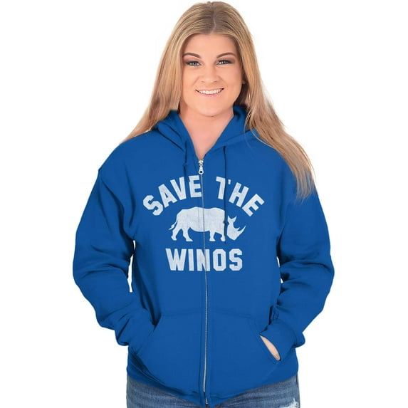 Save the Winos Rhinoceros Wine Lover Women Plus Size Zipper Hoodie Brisco Brands 4X