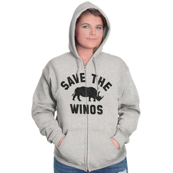 Save the Winos Rhinoceros Wine Lover Zip Hoodie Sweatshirt Women Brisco Brands X