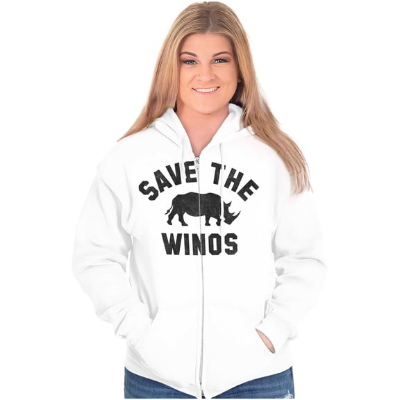 Save the Winos Rhinoceros Wine Lover Zip Hoodie Sweatshirt Women Brisco Brands X