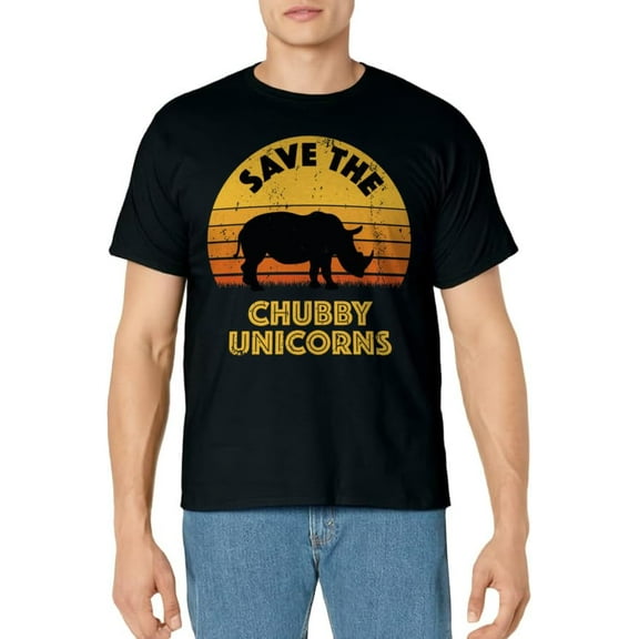 Save the chubby unicorns, vintage retro rhino T-Shirt