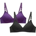 thumbnail image 1 of Save to 65% off Women's 2pcs Bra Full Coverage Soild Color Wire Free Underwear Bra Everyday Small Cup Underwear Gift for Woemen on Sale, 1 of 5