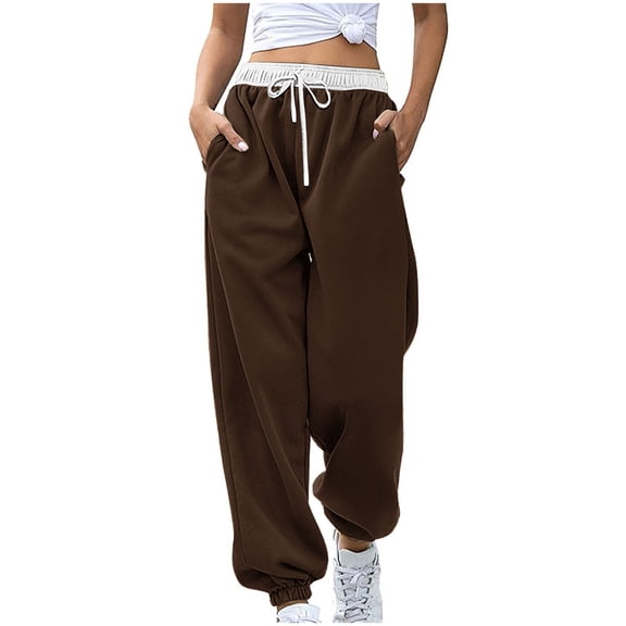 Save up to 65% SEMPAI Women Fashion Color Blocked Printed Drawstring Pants