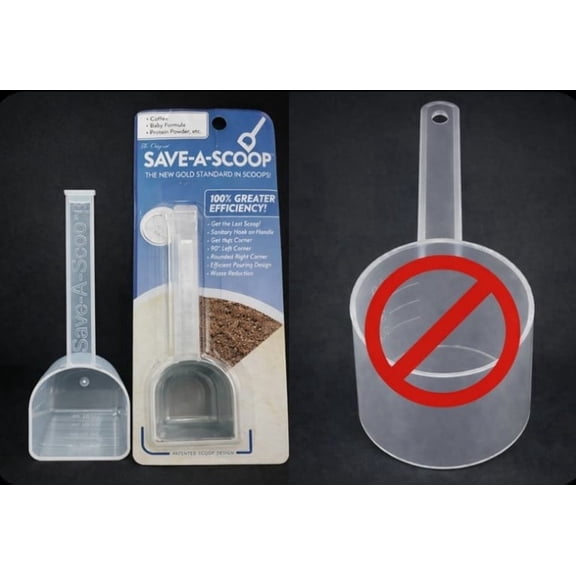 SaveAScoop 50cc Patented Scoop Technology No More Digging, Less Waste, Easy Scoop Recovery for Protein Powder, Coffee, Baby Formula & More