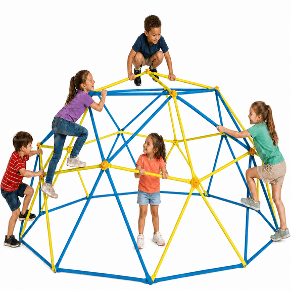 SaveJoy 12FT Climbing Dome for Kids, 800 Lb Capacity Outdoor Jungle Gym, Geometric Backyard Playset for Boys Girls Ages 3 to 10