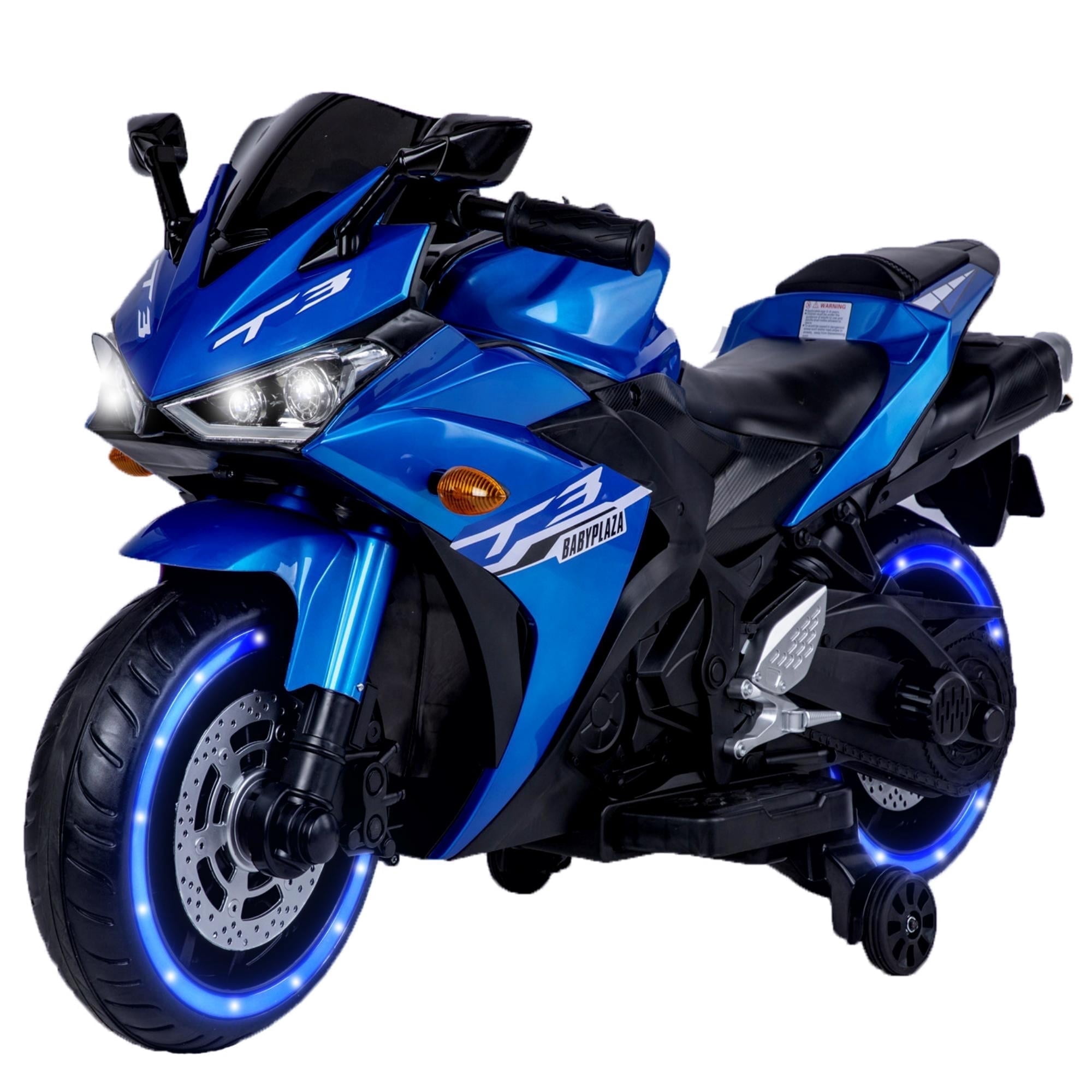 SaveJoy 12V Kids Motorcycle，Ride on Toys for Boy Girl, Blue