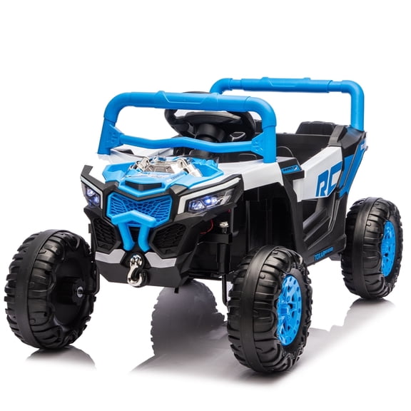 SaveJoy 12V Ride on Toy Car for Toddler Kids, 4 wheeler for kids Car toys with Parent Remote Control, LED Lights for Boys Girls, Blue