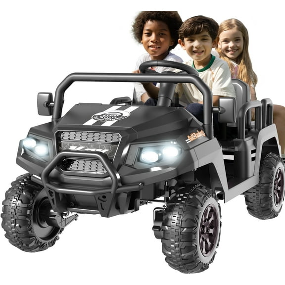 SaveJoy 24V 4 Seater Ride on Toys, Powered Ride on Cars w/ Four Wheels, Electric Car with Parent Remote Control for Toddlers Kids Girls Boys, Black