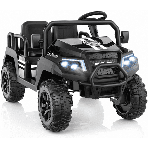 SaveJoy 24V 4 Seater Ride on Toys, Powered Ride on Cars w/ Four Wheels, Electric Car with Parent Remote Control for Toddlers Kids Girls Boys, Black