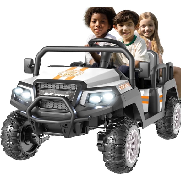 SaveJoy 24V 4 Seater Ride on Toys, Powered Ride on Cars w/ Four Wheels, Electric Car with Parent Remote Control for Toddlers Kids Girls Boys, White