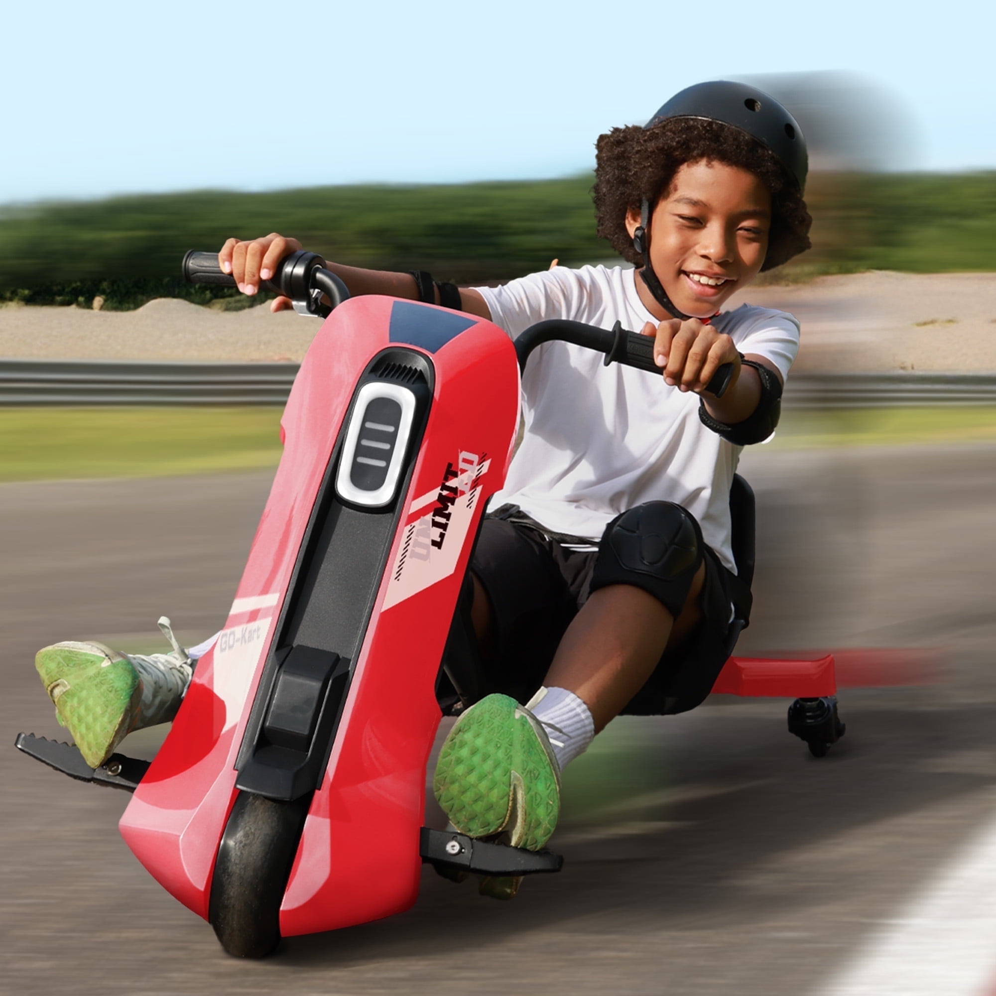 GO GO 7 グリーンスケーター Hyper Toys 24V Drifting Go Kart Ride On for Kids, Green