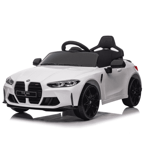SaveJoy 12V BMW M4 Kids ride on toy car 2.4G W/Parents Remote Control, Three speed adjustable, LED light, story, White