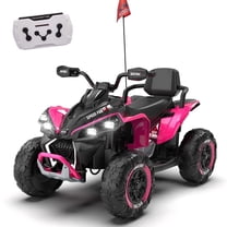 SaveJoy 24V Kids Electric XXXL ATV with Parent Remote Control, 4-Wheel Shock Absorber, Bluetooth Music & English, Pink