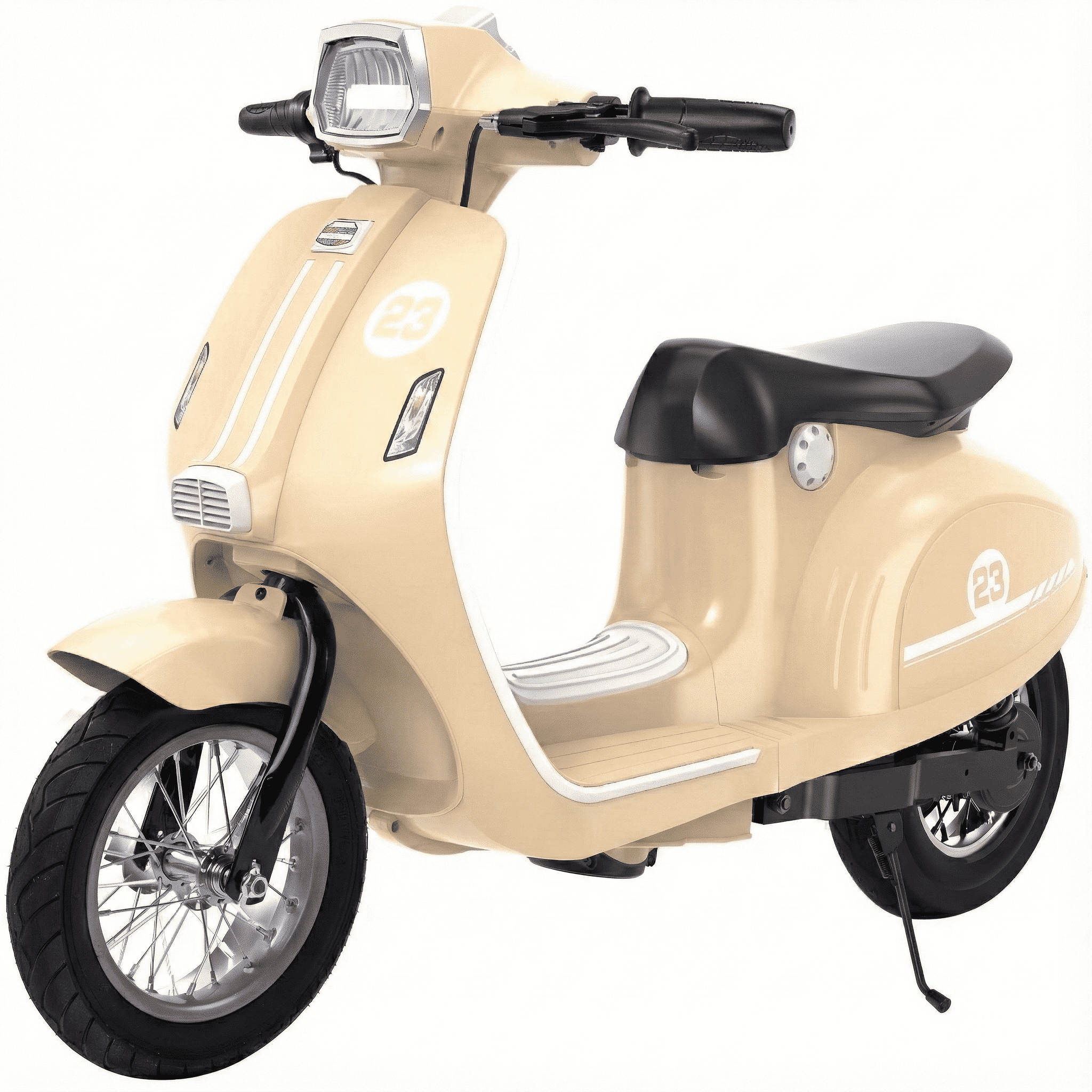SaveJoy 24V Motorcycle for Kids Ages 8+ Retro Ride on Toys , LED Light-Up Electric Ride On Car,Durable Outdoor Gift for Boys & Girls, Beige