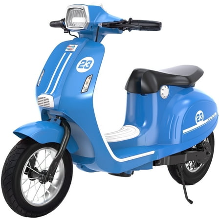 SaveJoy 24V Motorcycle for Kids Ages 8  Retro Ride  on Toys , LED Light-Up Electric Ride On Car,Durable Outdoor Gift for Boys & Girls,Blue