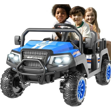 SaveJoy 24V 4 Seater Ride on Toys, Powered Ride on Cars w/ Four Wheels, Electric Car with Parent Remote Control for Toddlers Kids Girls Boys, Blue