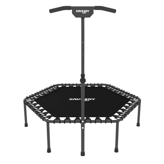 SaveJoy 50'' Rebounder Trampoline for Adults, Exercise Fitness Trampoline with 2 Resistance Ropes, Workout Trampoline for Adults Kids