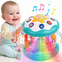SaveJoy Musical Light up Toy with Rotating Animal for Toddlers, Interactive Crawling Toy, Merry-Go-Round Learning Toys Best Gift for Kids 3 