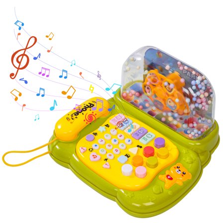 SaveJoy Baby Telephone Toy,All in One Educational Learning Toys,Toddler Phone with Music and light Gifts for Kids 3+,Green