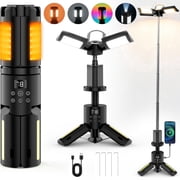 SaveJoy Camping Lantern Rechargeable Camping Gear, Telescopic Camp Light, Portable Waterproof LED Working Lantern, Foldable Outdoor Emergency Light with 8 Modes, Black