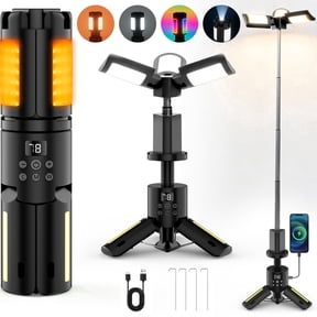 SaveJoy Camping Lantern Rechargeable Camping Gear, Telescopic Camp Light, Portable Waterproof LED Working Lantern, Foldable Outdoor Emergency Light with 8 Modes, Black