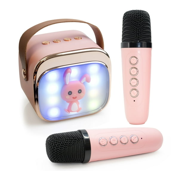 SaveJoy Mini Karaoke Machine for Kids, Portable Bluetooth Speaker with 2 Wireless Microphones, Christmas Birthday Gifts for Ages 3-5-8