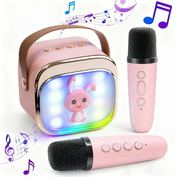 SaveJoy Karaoke Machine with 2 Microphone for Kids,  Toddler Music Toys Connect with Bluetooth, 5 Sound Effects, Christmas Birthday Gifts for Ages 3-5-8