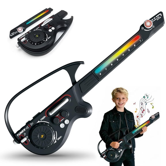 SaveJoy Kids Guitar Toy Multi-Functional Electric Guitar with Light & DJ Turntable,Rechargeable Bluetooth Musical Instrument for Toddlers Ages 3-7, Perfect Gift for Boys & Girls