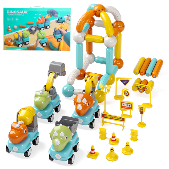 SaveJoy Magnetic Building Toy for Kids 106PCS Dinosaurs Magnetic Balls and Rods Set, Educational Toddlers Learning Gifts Magnetic Set for Boys Girls